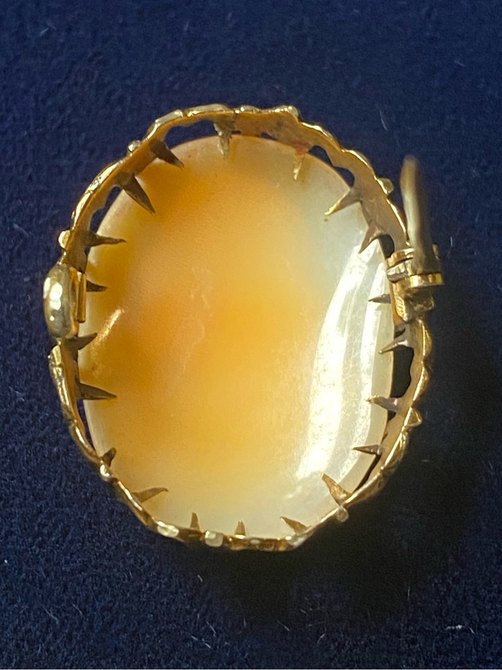Antique 10k gold Edwardian Hand-Carved Shell Cameo Pin – male c. 1900 - 1920 - Picture 3 of 6